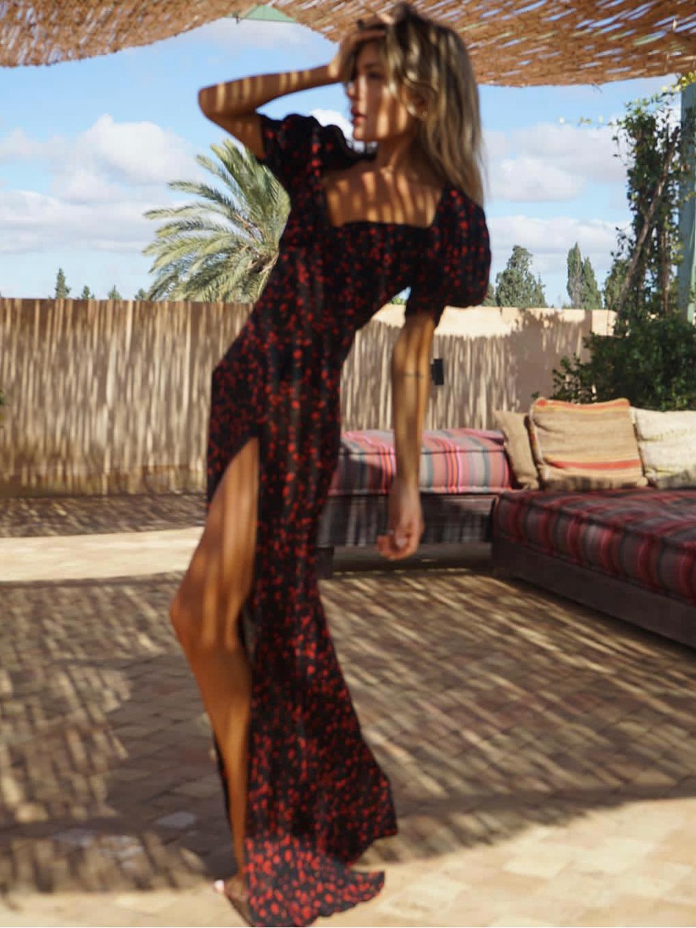 Rat & Boa Magnolia Dress XS Black Red Maxi Cute Floral - Picture 6 of 16